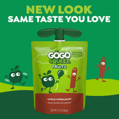 GoGo SqueeZ Apple Cinnamon pouch in a lunchbox for school snacks.