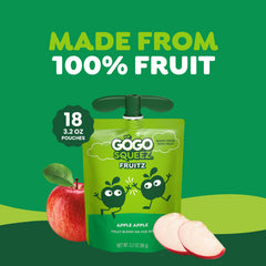 GoGo squeeZ BPA-free pouch with recloseable cap for travel-ready snacking.