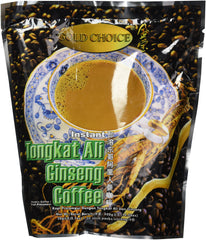 Gold Choice instant tongkat ali ginseng coffee sachets for quick, flavorful pick-me-up.