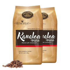 Gold Coffee Kanaloa House Blend bag showing caramel, honey, mango notes for an inviting aroma