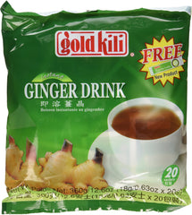 Gold Kili ginger drink sachets in packaging ready for quick warm servings.