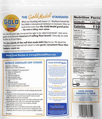 Gold Medal All Purpose Flour being poured into a mixing bowl for dough prep.