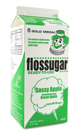 Gold Medal Green Apple Flossugar package ready for cotton candy use.