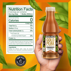Gold Peak Real Brewed Tea leaves closeup—premium quality flavor.