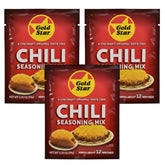 Gold Star Chili packets front view in a 3-pack for quick weeknight dinners