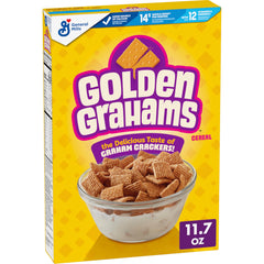 Golden Grahams crisp-squares box for quick, crunchy breakfasts