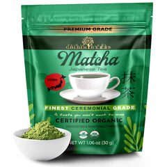 Golden Herbs Matcha ceremonial powder in a bowl for traditional whisking