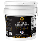 Golden Render beef tallow bulk 7lb container for efficient home cooking.