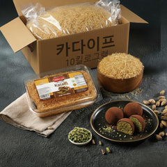 Golden roasted kataifi threads ideal for crisp texture in desserts.