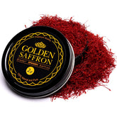 Golden Saffron pure red Spanish saffron threads closeup with vibrant color.
