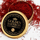 Golden Saffron Super Negin threads in bottle showing premium saffron