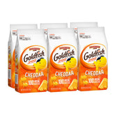 Goldfish Cheddar crackers bag on a lunchbox, ready for snack time.