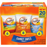 Goldfish cheddar crackers pack for on-the-go snacking with real cheese.