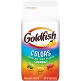 Goldfish showing front packaging and colorful cheddar appeal