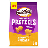 Goldfish Honey Mustard Pretzels bag ready for sharing, delivering bold, savory crunch.