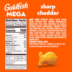 Goldfish Mega Bites pack on desk illustrating quick, cheesy snack during study sessions.