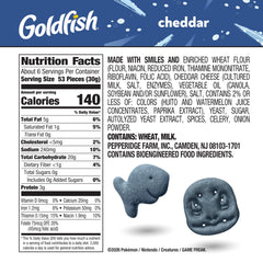 Goldfish back nutrition label close-up showing ingredients and facts