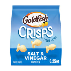 Goldfish Salt & Vinegar Crisps bag, a shareable baked snack.