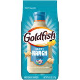 Goldfish Zesty Ranch crackers packshot, ideal for on-the-go snacking.