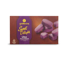 Goldilocks Ube Polvoron packaging is shown, ideal for gifting and pantry display.