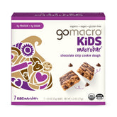GoMacro Kids MacroBar Chocolate Chip Cookie Dough unwrapped, a convenient plant-based snack for busy families—great for lunchboxes.