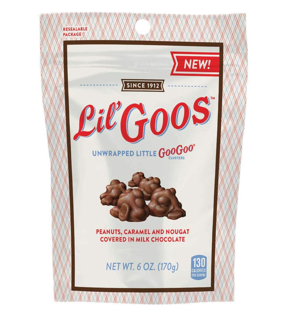 Goo Goo Cluster Lil’ Goos bag closeup for on-the-go snacking.