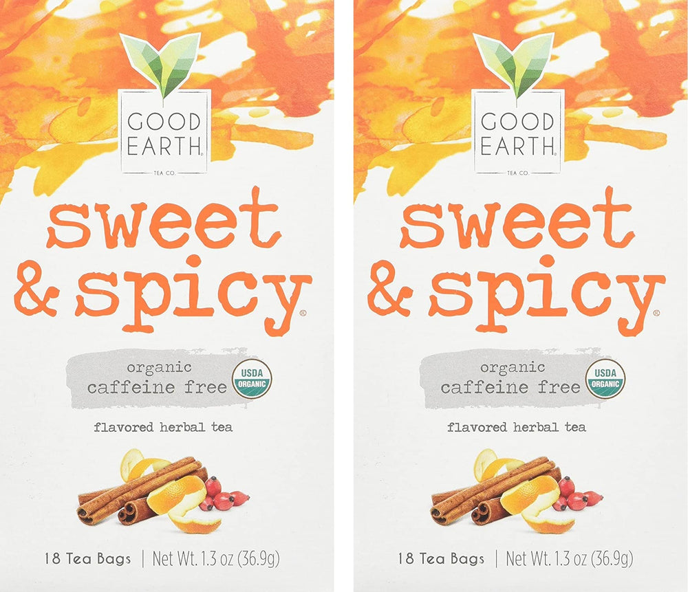 Good Earth Tea Co. Organic Sweet & Spicy tea bag ready to steep for a soothing cup