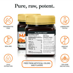 Pouring Good Natured Manuka Honey with amber stream for daily flavor