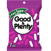 Good & Plenty licorice candy bag front view for retro movie night snacking