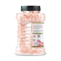 Close-up of Good Tierra Himalayan Pink Salt crystals showing natural color and minerals