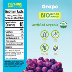 good2grow grape juice label close-up shows no added sugar