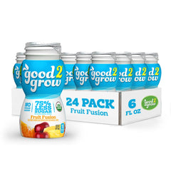 good2grow Organic Fruit Fusion Juice bottle, showing no added sugar for healthier sipping