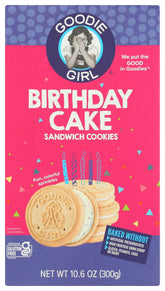 Goodie Girl Cookies Cookie Creme Birthday Cake packaging shows a single 10.6 oz unit for gifting