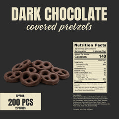 Goodland Farms Dark Chocolate Covered Pretzels close-up, highlighting glossy chocolate and crisp pretzel.