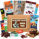 Goodland Farms Macho Man jerky box displaying premium beef jerky assortment for on-the-go protein