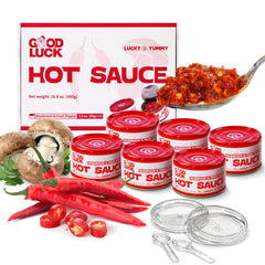 GOOD LUCK Mushroom Hot Sauce bottle boosts ramen with rich umami.