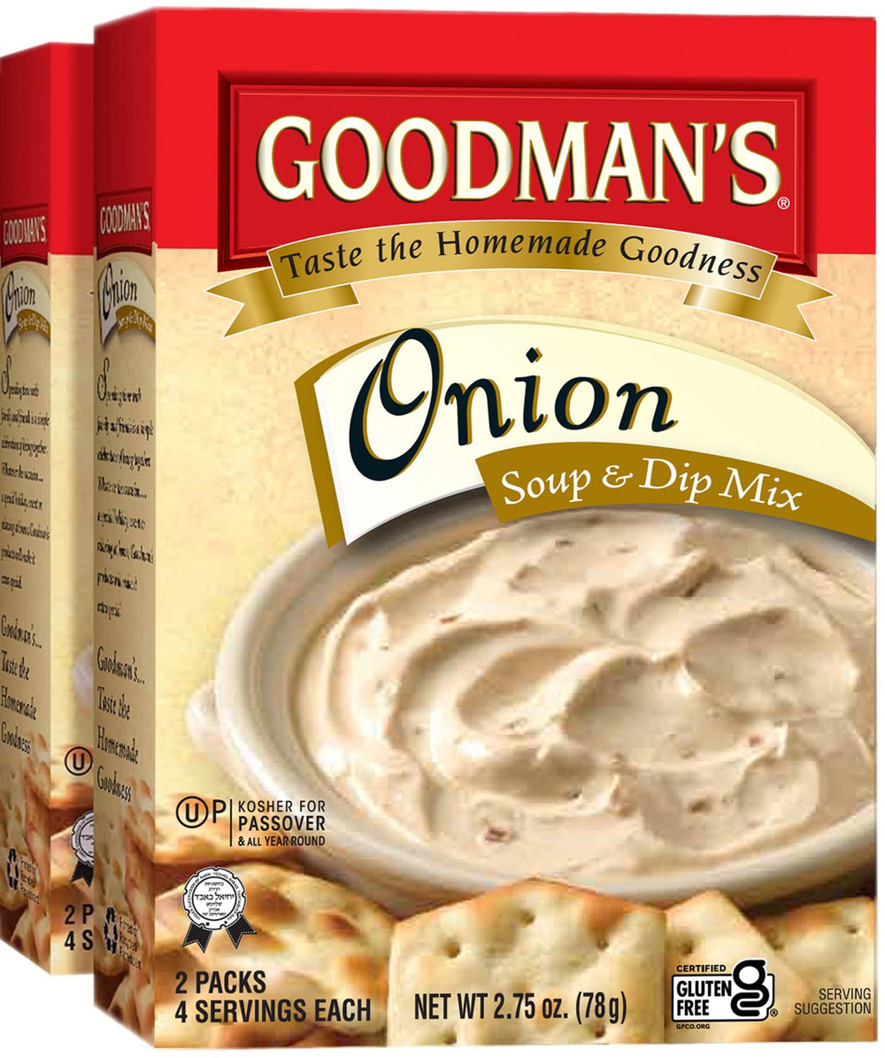Goodman's Onion Soup Dip Mix boxed set on a shelf for quick weeknight flavor