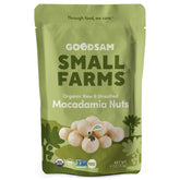 Goodsam macadamia nuts unsalted pouch front for clean snacking