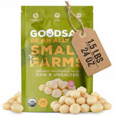 Goodsam Organic Raw Macadamia Nuts pack with unsalted whole nuts and creamy flavor
