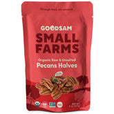 GoodSAM Organic Raw Pecan Halves 8 oz 2-pack for snacking and baking.