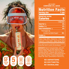 GORGIE Orange Twist can side reveals compact caffeine source for on-the-go mornings.