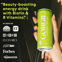 GORGIE Sugar Free Energy Drink ingredients label highlighting green tea caffeine.