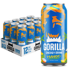 Gorilla Energy Mango Coconut can front for a bold caffeine boost