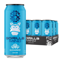 Gorilla Mind Energy Drink blue raspberry can delivers clean energy and focus.
