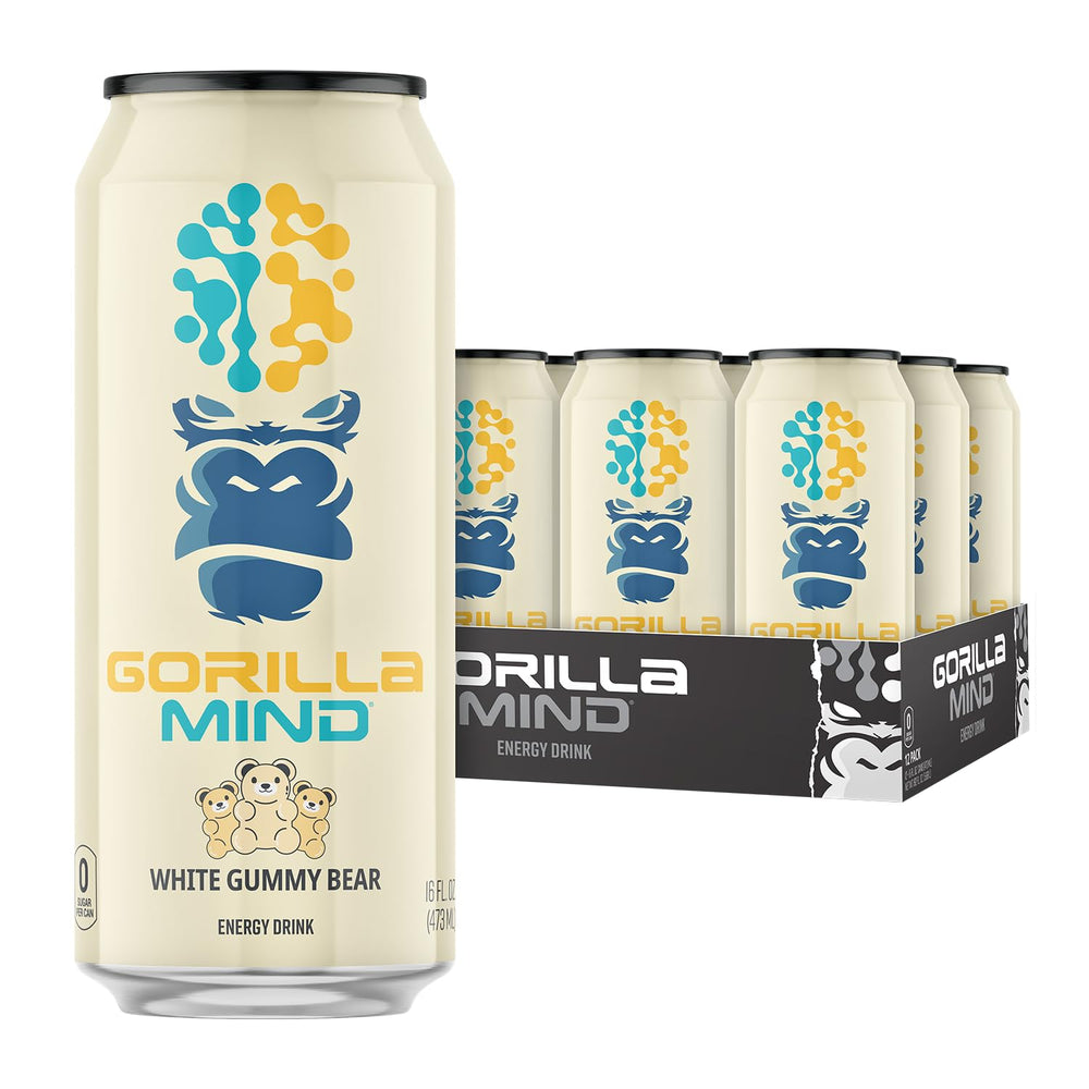 Gorilla Mind Energy Drink can top view highlights bold label for quick mental boost