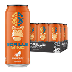 Gorilla Mind Energy Drink Orange Rush can ready to sip for clean energy