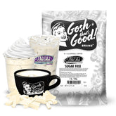 Gosh That's Good Sugar-Free White Velvet container front showing bulk flavor option