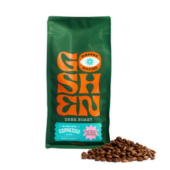 Goshen Black Dog Espresso Beans ready to grind for bold espresso flavor.