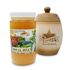 Goshen Honey Royal Jelly closeup showing premium content in each batch.