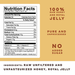 Goshen Honey unfiltered amber jar highlighting thick texture as a versatile sweetener.
